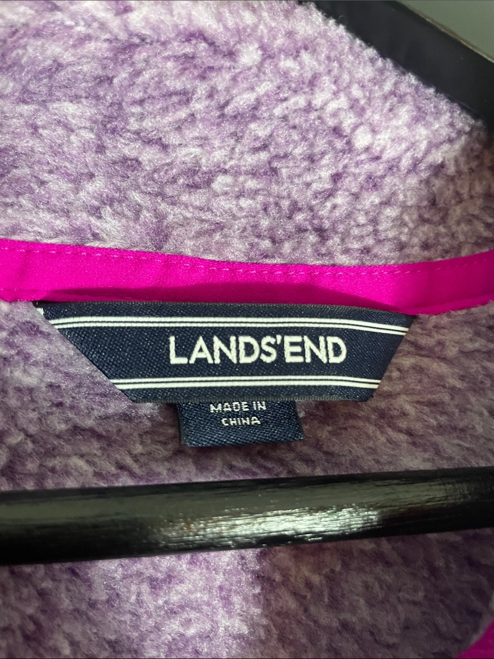 Lands' End Women's Lavender Heather Quarter-Zip Fleece with Pink Trim - Picture 2 of 10